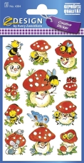 Z-Design 4304, Deko Sticker, Fliegenpilze, 3 Bogen/33 Sticker