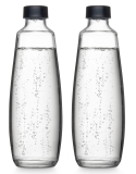 Trinkflasche Glas 1 Liter - transparent/schwarz, 2er-Pack