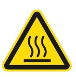 Warnung vor heißer Oberfläche ISO 7010, Folie selbstklebend, 10 cm Seitenlänge