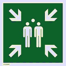 Sammelstelle, ISO 7010, Alu, langnachleuchtend, 160-mcd, 300x300 mm