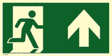 Notausgang rechts Pfeil oben, ISO 7010, Kunststoff, nachl., 160-mcd, 400x200 mm