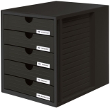 Schubladenbox SYSTEMBOX - A4/C4, 5 geschlossene Schubladen, schwarz