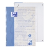 Collegeblock Recycling LIN 25 - A4+, 80 Blatt, liniert Rand rechts, blau