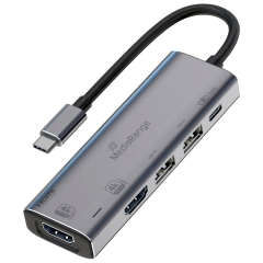 Multiport Adapter 5-in-1, USB C 2.0/3.0, silber