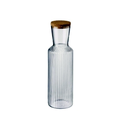 Glaskaraffe Lines mit Korkdeckel, 1L