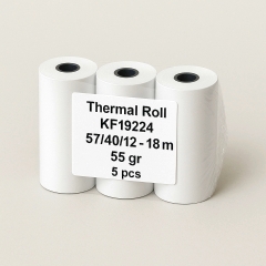 Thermorolle, 57-39-12 mm, 18 m, 55g/m², 5 Stück, weiß