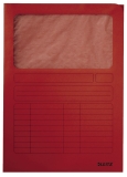 3950 Sichtmappe - A4, oben und rechte Seite offen, 100 Stück, rot, Karton