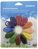 Wachsmalsteine Tropfen - 12 Farben sortiert, 1 Radierer