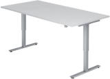 Hammerbacher Sitz-Steh-Schreibtisch mit T-Fuß - 180 x 72-119 x 80 cm, elektr. höhenverstellbar, Weiß, mit Montageservice