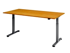 Schreibtisch T-Fuß elektrisch - 200 x 73-119 x 100 cm, Ahorn/silber