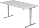 Hammerbacher Sitz-Steh-Schreibtisch mit T-Fuß - 120 x 72-119 x 80 cm, elektr. höhenverstellbar, Weiß, mit Montageservice