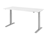 Hammerbacher Schreibtisch T-Fuß elektrisch - 160 x 80 x 70-120 cm, höhenverstellbar, weiß/silber