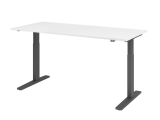 Hammerbacher Schreibtisch T-Fuß elektrisch - 180 x 80 x 70-120 cm, höhenverstellbar, weiß/Graphit