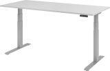 Hammerbacher Schreibtisch C-Fuß elektrisch - 160 x 80 x 64-129 cm, höhenverstellbar, grau/silber