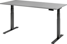 Hammerbacher Schreibtisch C-Fuß elektrisch - 180 x 80 x 64-129 cm, höhenverstellbar, grau/silber, Montageservice