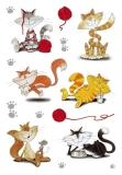 3357 Sticker DECOR Lustige Katzen, beglimmert