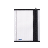 Reißverschlusstasche - transparent/schwarz, A5, 25,5 x 20cm, Abheftrand