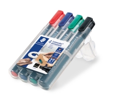 Permanentmarker Lumocolor® 350, nachfüllbar, STAEDTLER Box mit 4 Farben