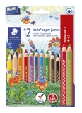 Farbstifte Bonuspack Noris Club® super jumbo - 4 mm, dreikant, Kartonetui, 10+2 Farben + Spitzer