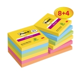 Haftnotiz Super Sticky Notes Promotion - 76 x 76 mm, sortiert, 12x 90 Blatt