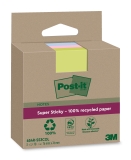 Haftnotiz Super Sticky 100% Recycling Notes - 76 x 76 mm, sortiert, 3x 70 Blatt