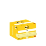Haftnotizblock - 51 x 76 mm, gelb, 12x 100 Blatt Karton