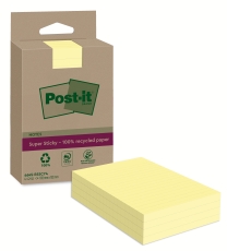 Haftnotizblock Super Sticky Recycling Notes, 102x152mm, liniert, gelb, 4x45 Blatt