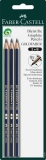 Bleistift DESSIN® - B, 3er Blisterkarte, blau-silber-gestreift