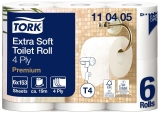 Premium Toilettenpapier - 4-lagig, extra weich, mit Federprägung, hochweiß, 6 Rollen