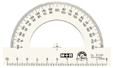 Winkelmesser Halbkreis, Polystyrol, von 0° bis 180°, 100 mm, glasklar