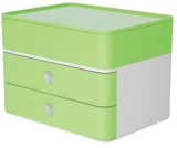 SMART-BOX PLUS ALLISON Schubladenbox mit Utensilienbox - stapelbar, 2 Laden, snow white/lime green