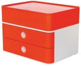 SMART-BOX PLUS ALLISON Schubladenbox mit Utensilienbox - stapelbar, 2 Laden, snow white/cherry red