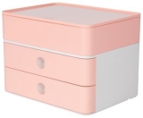 SMART-BOX PLUS ALLISON Schubladenbox mit Utensilienbox - stapelbar, 2 Laden, snow white/flamingo rose
