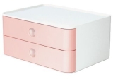 SMART-BOX ALLISON Schubladenbox - stapelbar, 2 Laden, snow white/flamingo rose