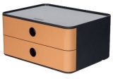 SMART-BOX ALLISON Schubladenbox - stapelbar, 2 Laden, dark grey/caramel brown
