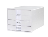 Schubladenbox IMPULS - A4/C4, 3 geschlossene Schubladen, inkl. Einsatz, weiß