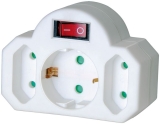 Adapter-Schutzkontakt - 3-fach, weiß, Euro-Steckdose Schalter und Kinderschutz, Blister
