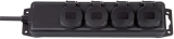 Steckdosen-Verteiler IP44 - 4-fach, 2m, schwarz, ohne Schalter, Outdor