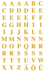 3721 Buchstaben-Etiketten - A-Z, 7,5 mm, gold, selbstklebend, witterungsbeständig, 120 Etiketten