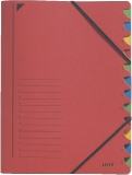 3912 Ordnungsmappe - 12 Fächer, A4, Pendarec-Karton (RC), 430 g/qm, rot