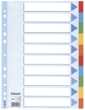 Register - blanko, Karton, A4, 10 Blatt, weiß, farbige Taben