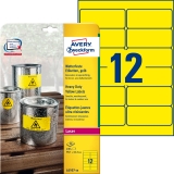 L6107-20 Folienetiketten - 99,1 x 42,3 mm, gelb, 240 Etiketten, ablösbar, wetterfest