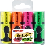 7 Textmarker mini highlighter neon - 1-3 mm, 4er Set, sortierte Blisterkarte