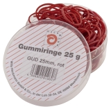 Gummiringe - Ø25 mm, Dose mit 25g, rot