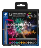 Fasermaler pigment calligraphy - 12 Farben sortiert
