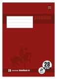 Schulblock PREMIUM LIN 28 - A4, 50 Blatt, 90 g/qm, kariert mit Randlinien