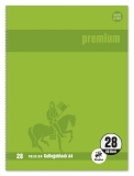 Collegeblock Premium LIN 28 - A4, 80 Blatt, 90 g/qm, grün, kariert mit Doppelrand