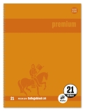 Collegeblock Premium LIN 21 - A4, 80 Blatt, 90 g/qm, orange, liniert mit Rand innen
