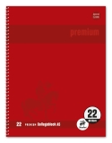 Collegeblock Premium LIN 22 - A5, 80 Blatt, 90 g/qm, rot, kariert mit Rand innen