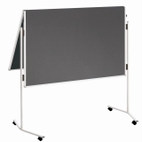 Moderationstafel ECO - 120 x 150 cm, grau/Filz, mit Rollen
